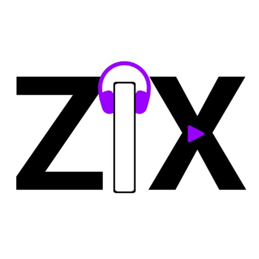 ZIX Player app icon: the letters ZIX with purple headphones.